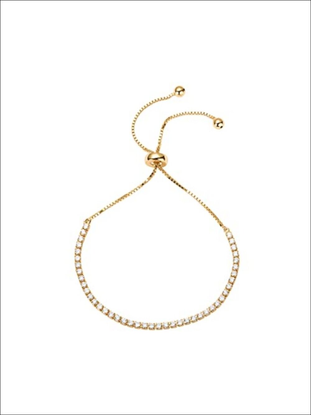 14K Gold Plated Adjustable CZ Tennis Bracelet for Women